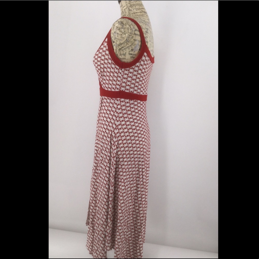 Ronen Chen Med. Red &White Faux Wrap Summer Dress - Picture 6 of 13
